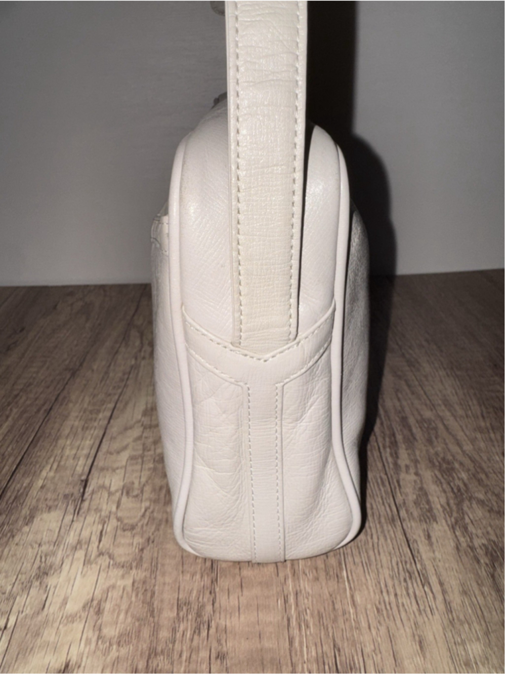 Vintage Yves Saint Laurent YSL White Leather Shoulder Bag Mod Minimalist Luxury - Picture 5 of 14